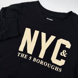 Old Navy NYC The 5 Boroughs Graphic Long Sleeve T Shirt Men's Size Large Black